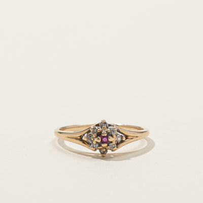 Cluster Diamond & Ruby Ring | 0.08ctw | 0.03ct | SZ 6.75 |