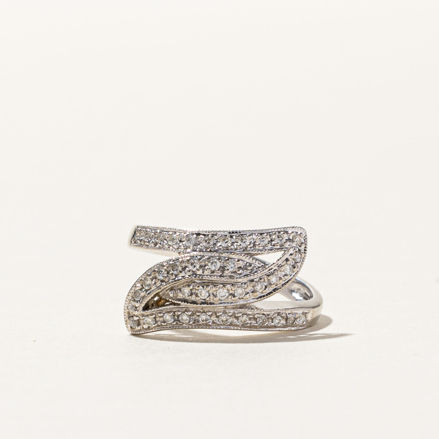 Milgrain Detail Diamond Bypass Ring | 0.20ctw | SZ 6.5 |