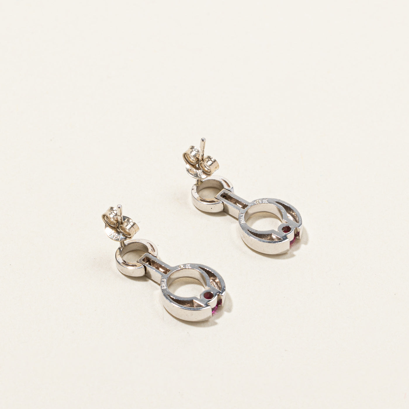 Synthetic Ruby & Diamond Earrings | 0.15ctw | 0.03ctw |