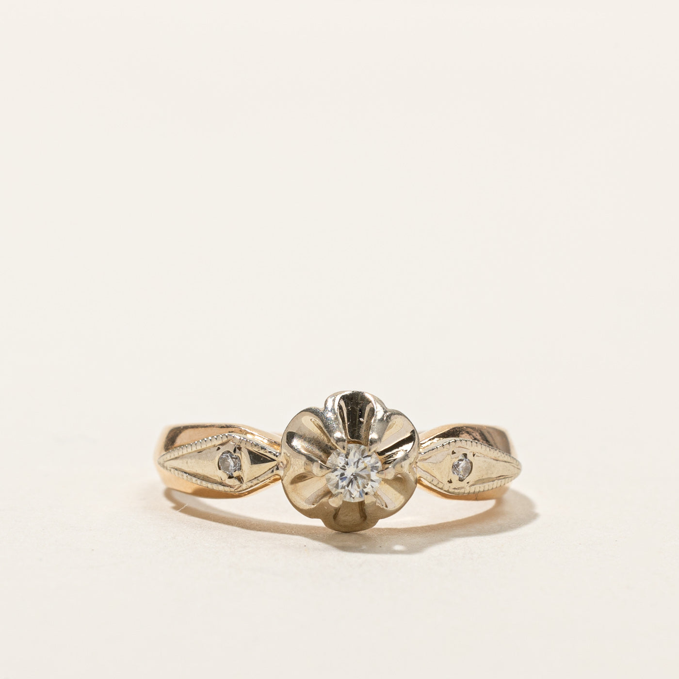 Bague sertie de diamants griffes | 0,15 ct | Taille 6,5 | 