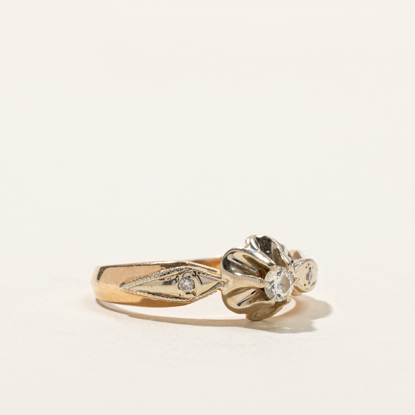Bague sertie de diamants griffes | 0,15 ct | Taille 6,5 | 