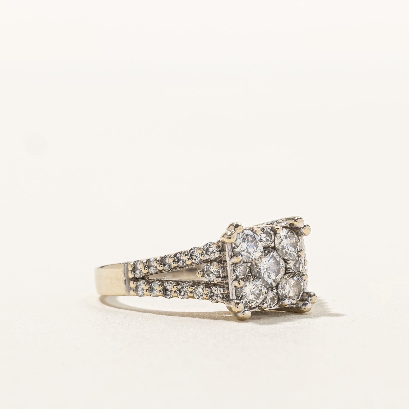 Cluster Set Diamond Split Shank Ring | 1.18ctw | SZ 8.75 |