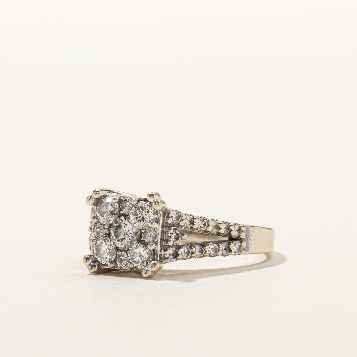 Cluster Set Diamond Split Shank Ring | 1.18ctw | SZ 8.75 |