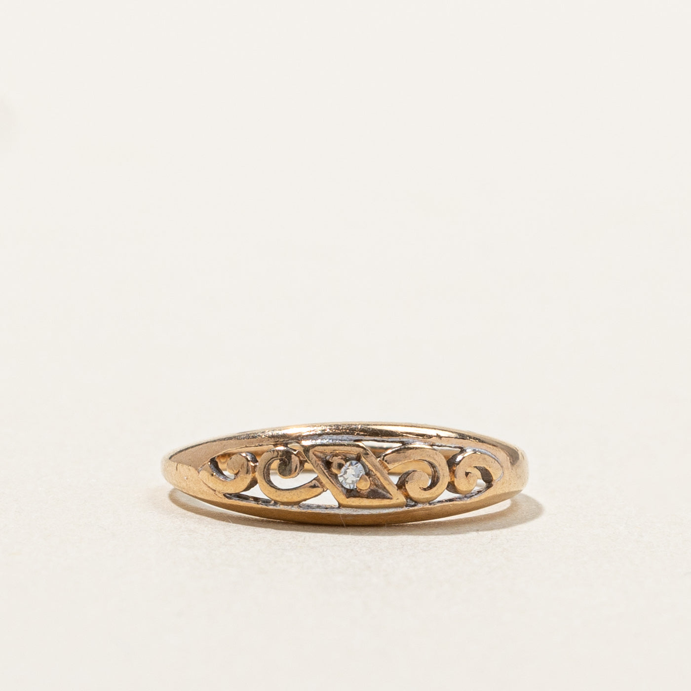 Bague en filigrane avec diamant | 0,01 ct | Taille 3 | 