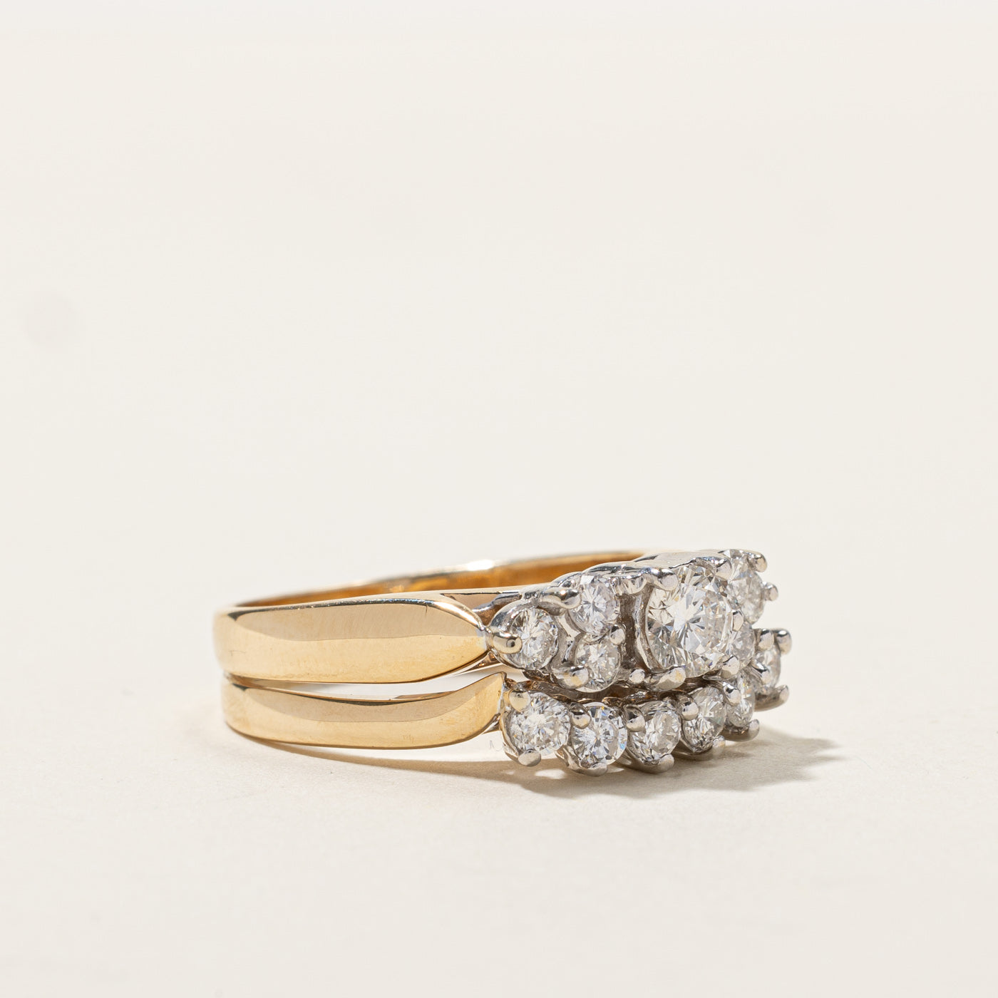Cluster Diamond Soldered Wedding Ring Set | 0.87ctw | SZ 6.75 |
