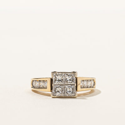 Princess Cut Cluster Set Diamond Ring | 1.24ctw | SZ 5 |