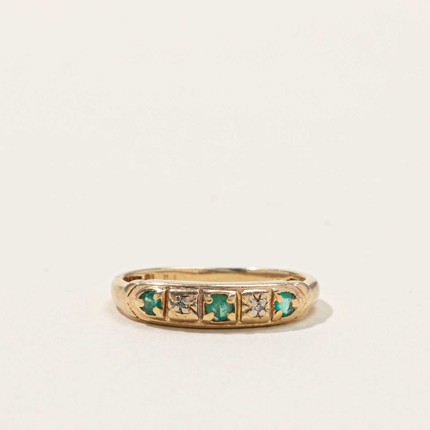 Five Stone Emerald & Diamond Ring | 0.13ctw | 0.02ctw | SZ 5.25 |