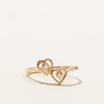 Bypass Double Heart Diamond Ring | 0.06ctw | SZ 6 |