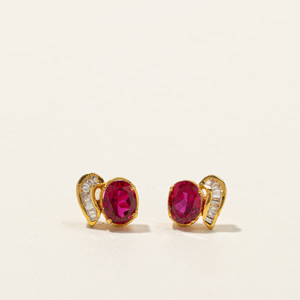 Synthetic Ruby & Diamond Studs | 3.00ctw | 0.20ctw |