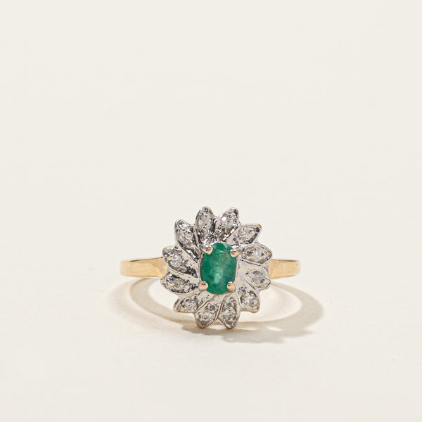 Emerald & Diamond Cocktail Ring | 0.20ct | 0.06ctw | SZ 3.75 |