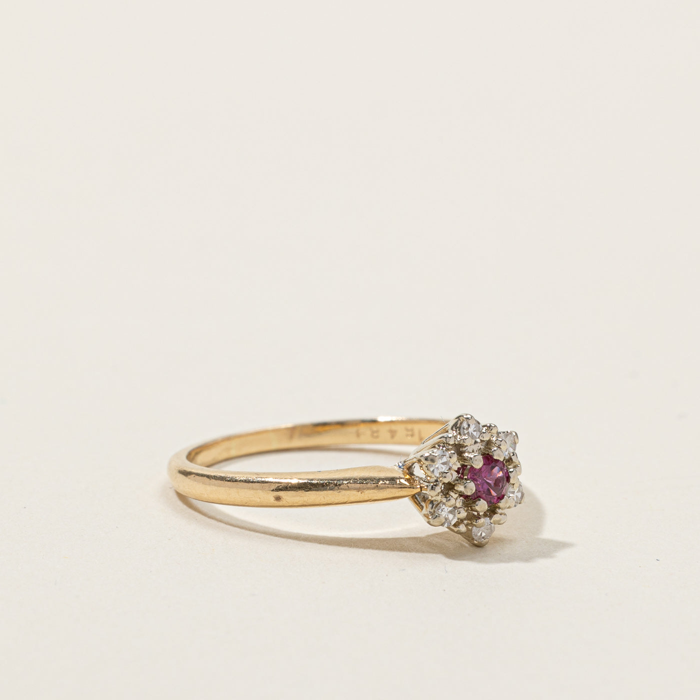 Ruby & Diamond Cocktail Ring | 0.10ct | 0.06ctw | SZ 6.5 |