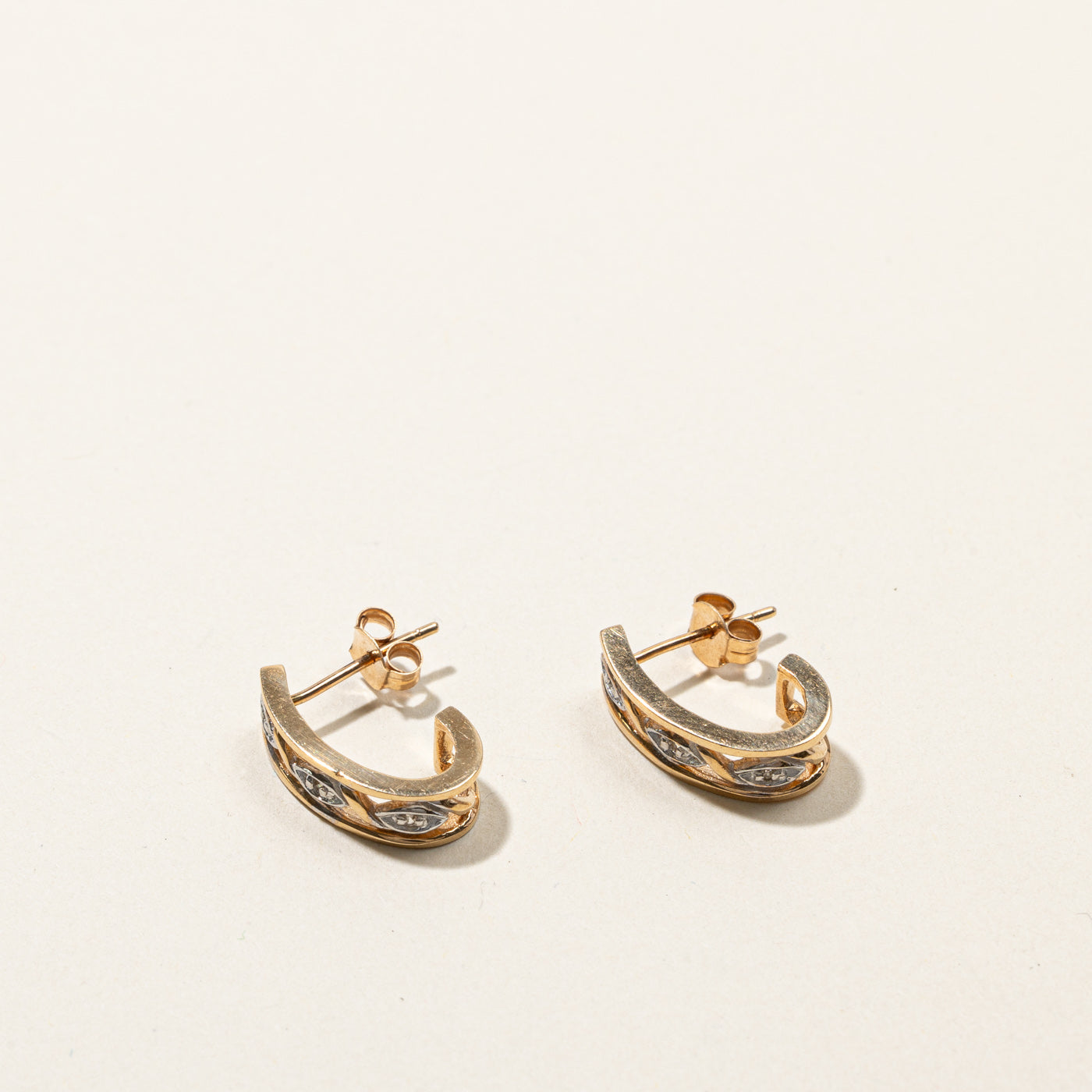 Textured Diamond Semi Huggie Earrings | 0.03ctw |