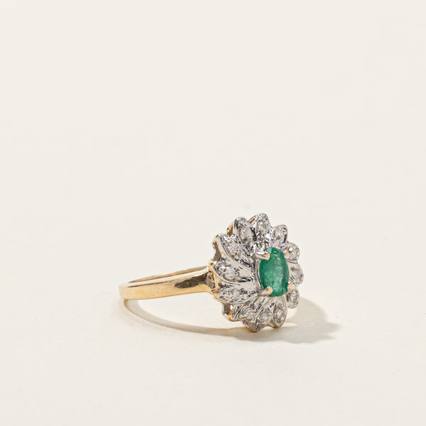 Emerald & Diamond Cocktail Ring | 0.20ct | 0.06ctw | SZ 3.75 |