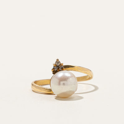Bypass Pearl & Diamond Ring | 0.03ctw | SZ 6 |