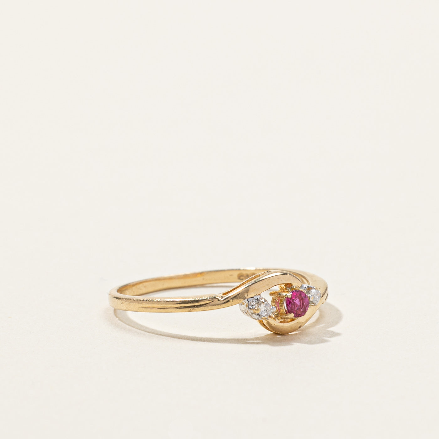 Synthetic Ruby & Diamond Bypass Ring | 0.06ct | 0.02ctw | SZ 6.5 |