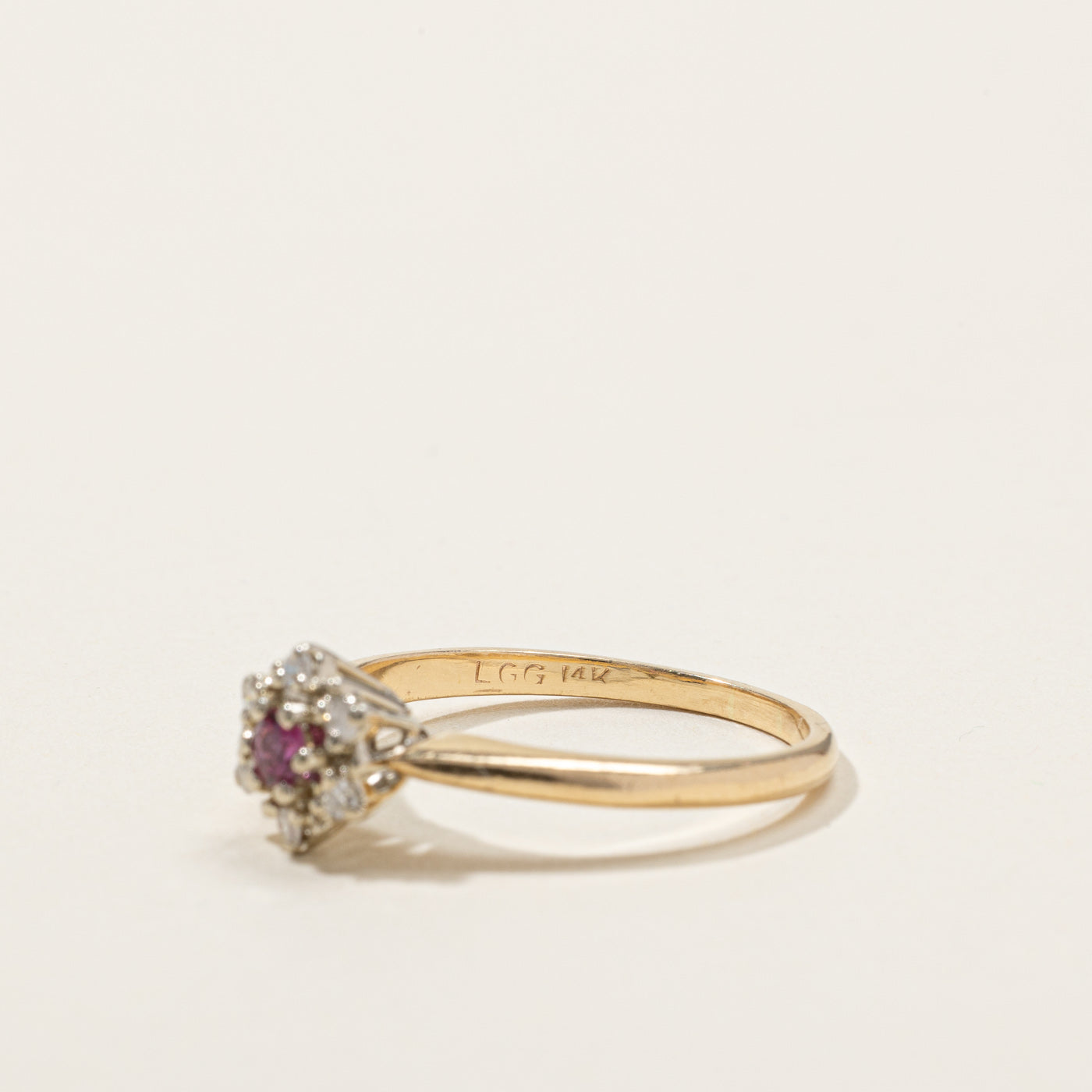 Ruby & Diamond Cocktail Ring | 0.10ct | 0.06ctw | SZ 6.5 |