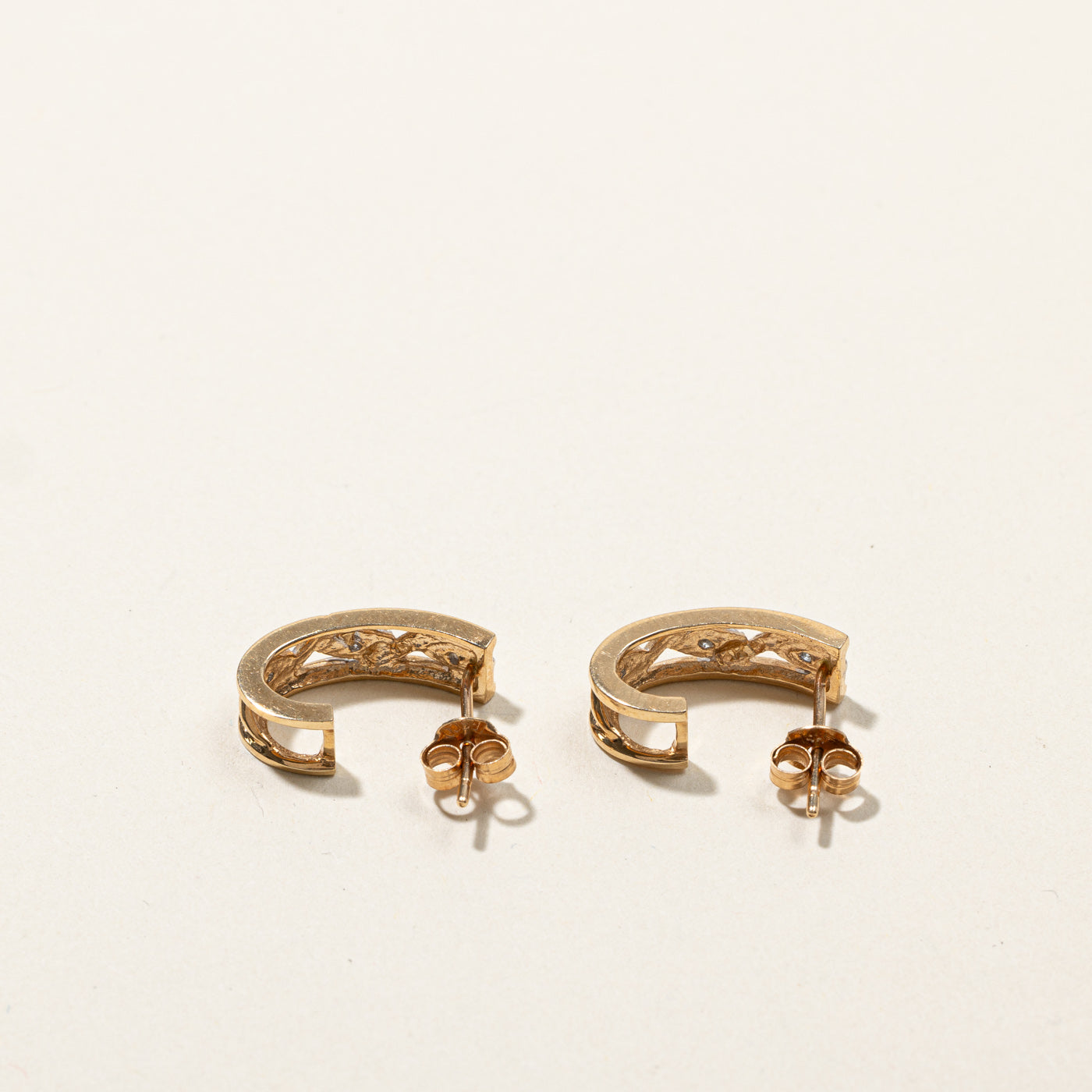 Textured Diamond Semi Huggie Earrings | 0.03ctw |