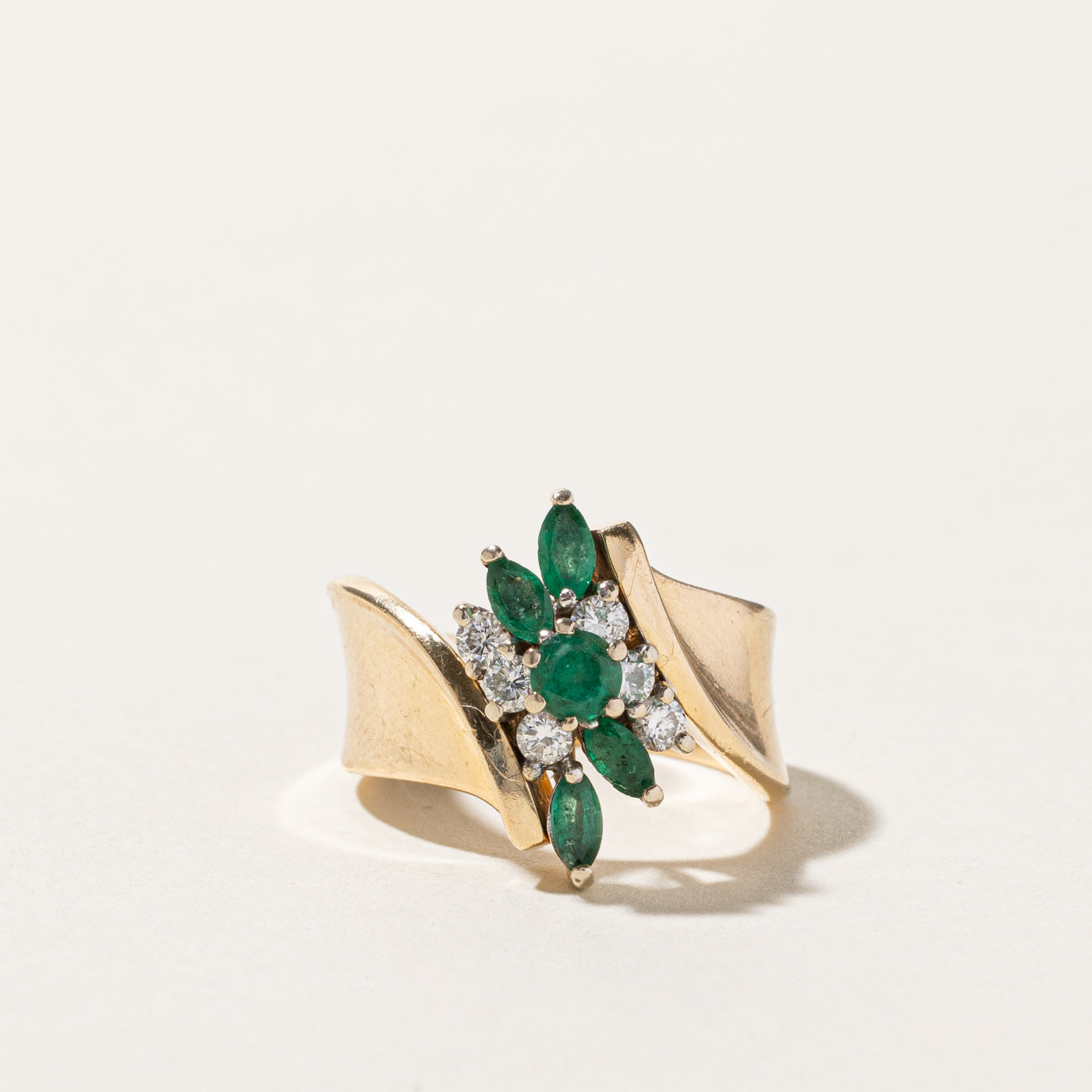 Bypass Cluster Emerald & Diamond Ring | 0.50ctw | 0.33ctw | SZ 6 |