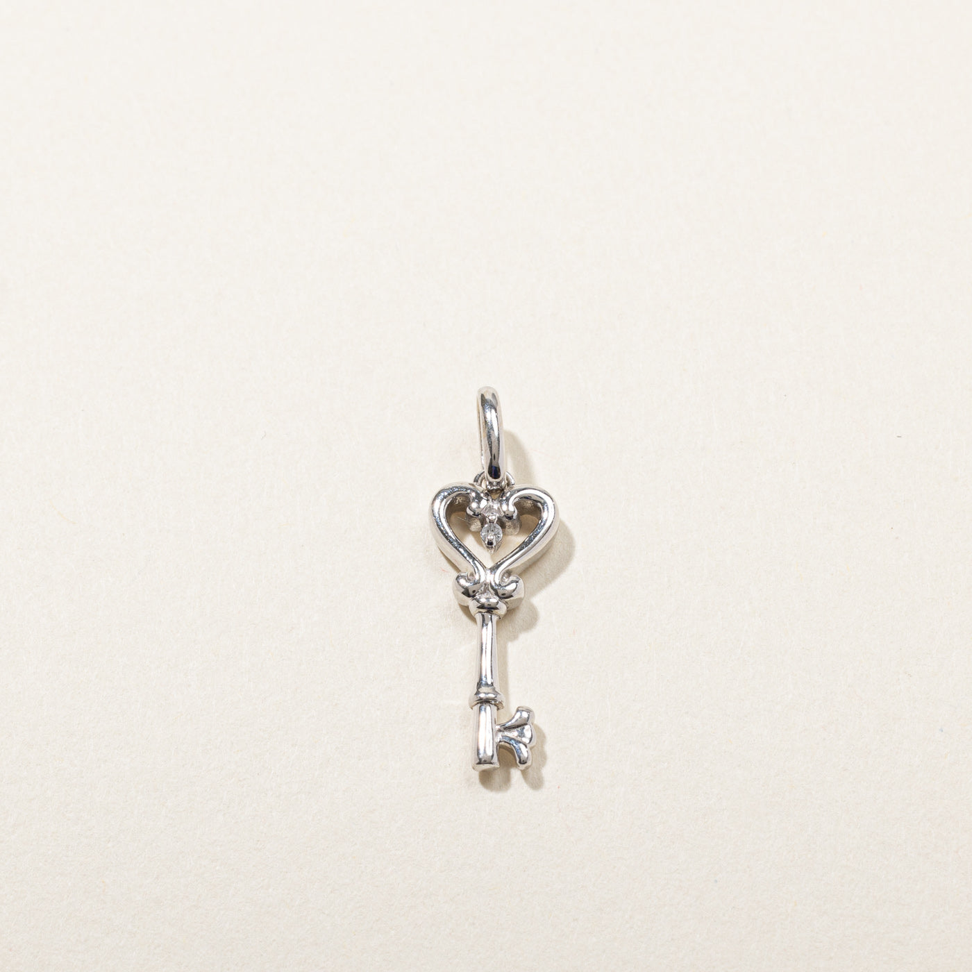 Diamond Heart Key Charm | 0.005ct |