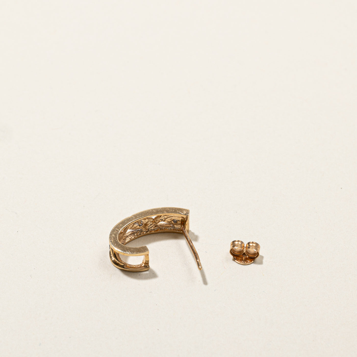 Textured Diamond Semi Huggie Earrings | 0.03ctw |