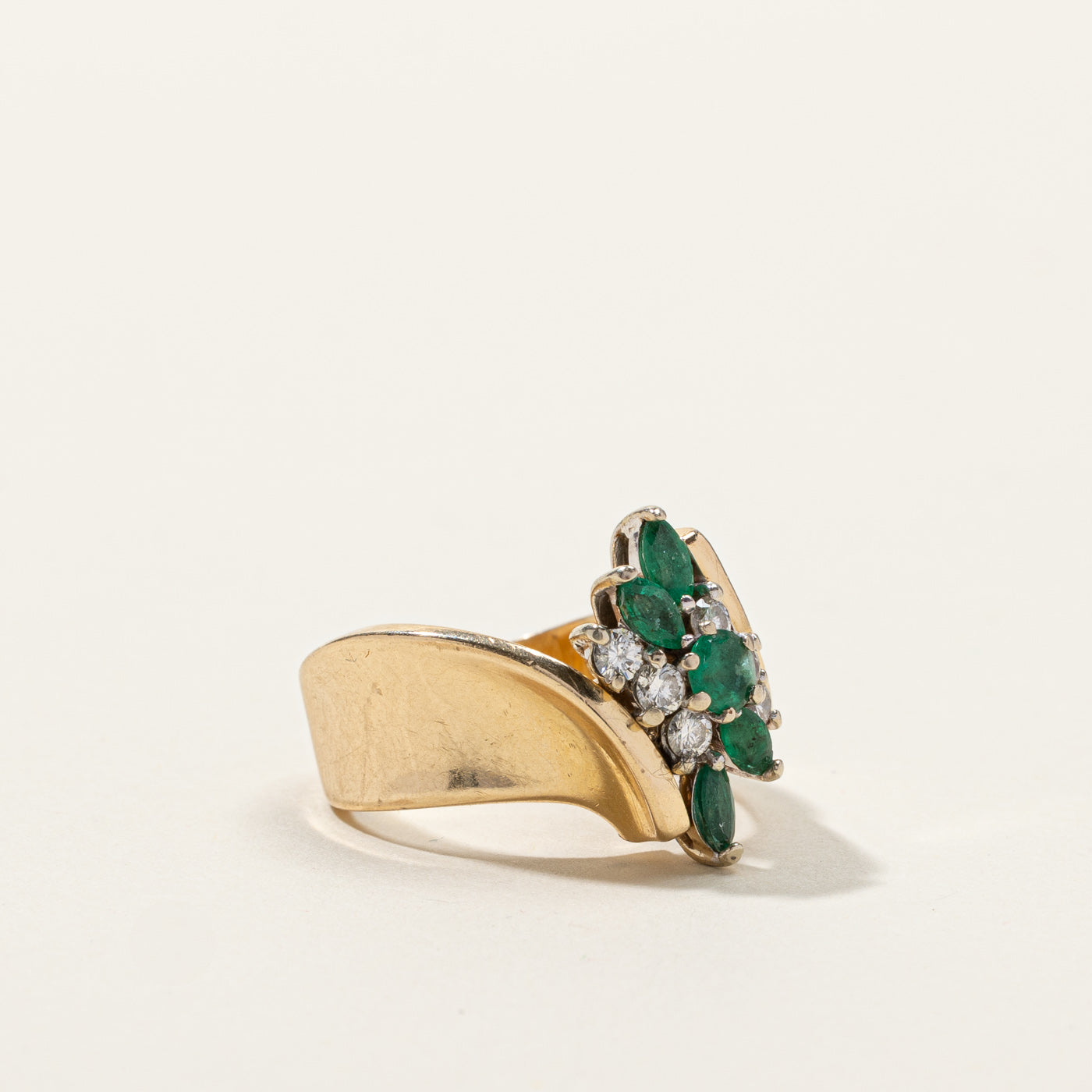 Bypass Cluster Emerald & Diamond Ring | 0.50ctw | 0.33ctw | SZ 6 |