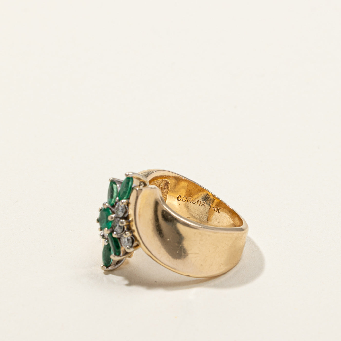 Bypass Cluster Emerald & Diamond Ring | 0.50ctw | 0.33ctw | SZ 6 |