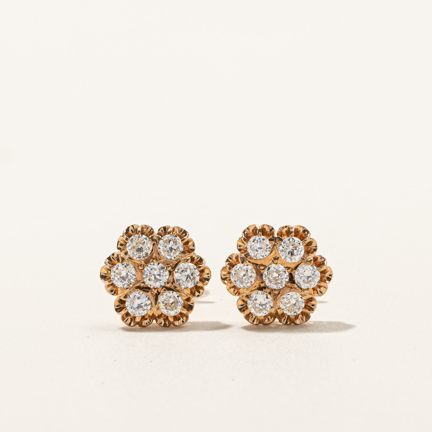 Victorian Cluster Set Old European Diamond Earrings | 2.10ctw VS1/2 G/H |