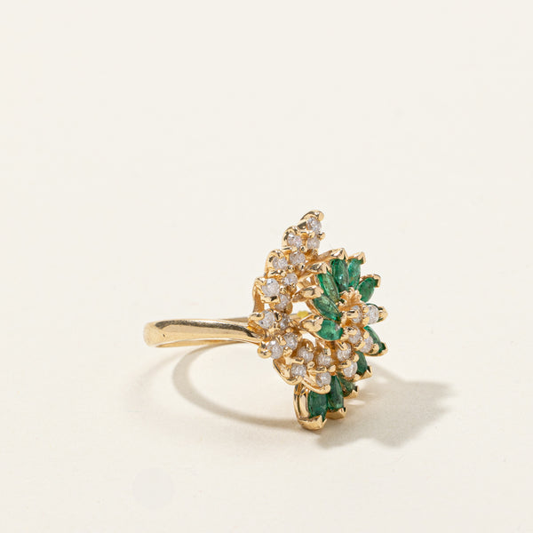 Emerald & Diamond Cocktail Ring | 0.65ctw | 0.48ctw | SZ 6.5 |