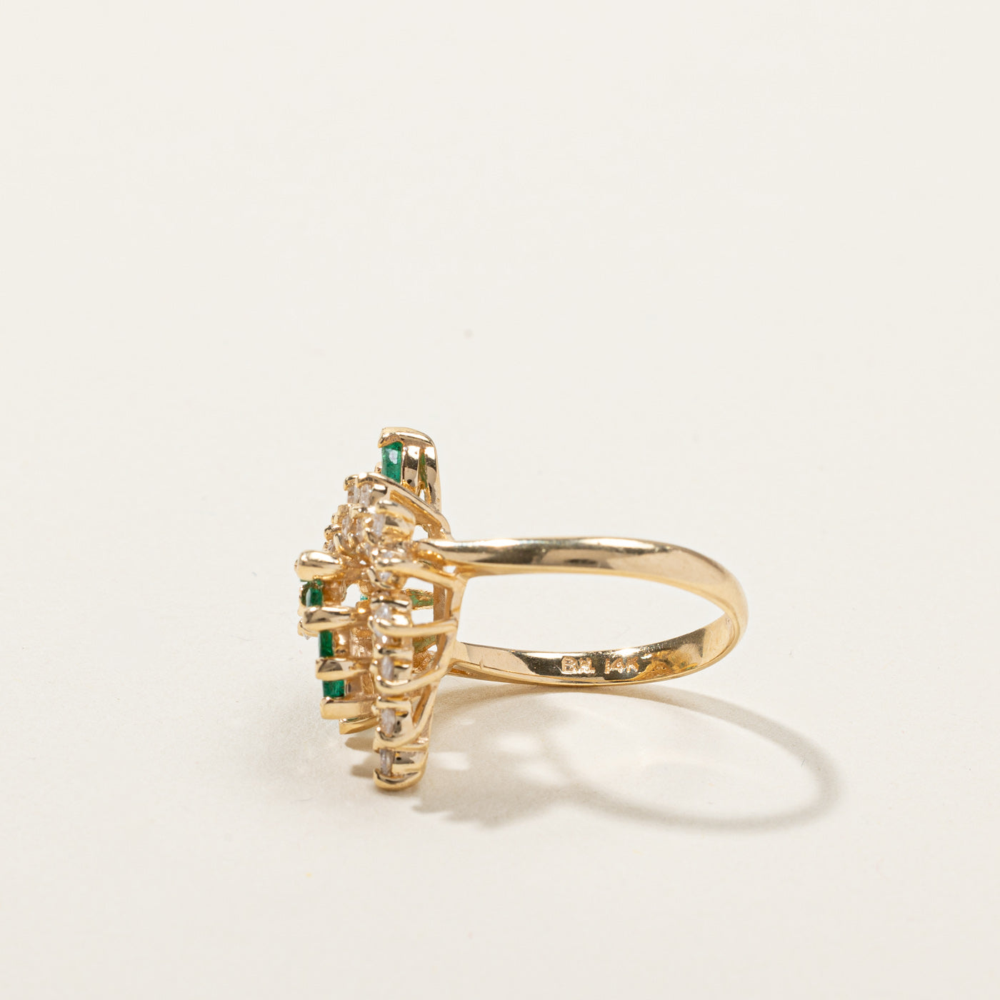 Emerald & Diamond Cocktail Ring | 0.65ctw | 0.48ctw | SZ 6.5 |