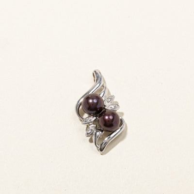 Black Pearl & Diamond Pendant | 0.02ctw |