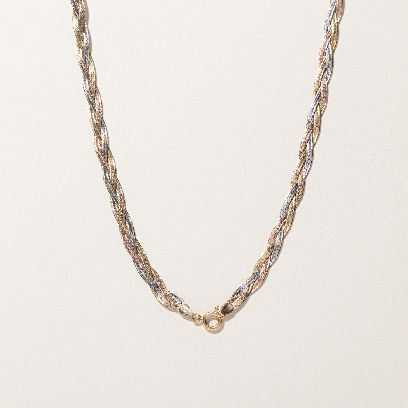 Tri Tone Gold Braided Chain | 18