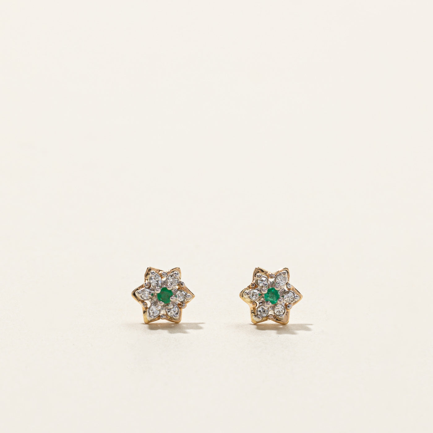 Emerald & Diamond Stud Earrings | 0.04ctw | 0.06ctw |