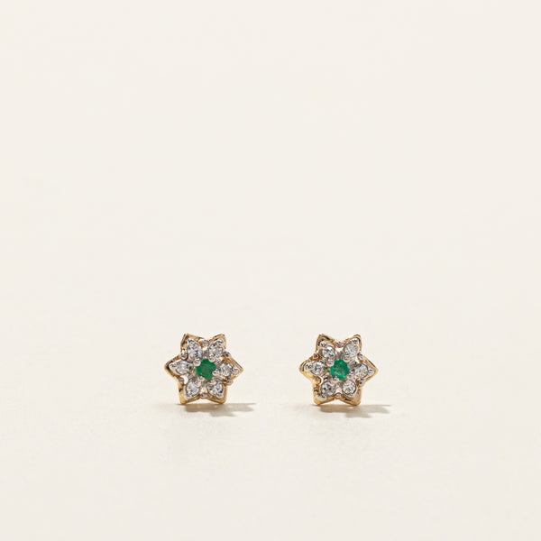 Emerald & Diamond Stud Earrings | 0.04ctw | 0.06ctw |