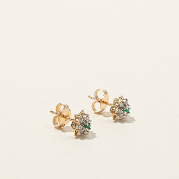 Emerald & Diamond Stud Earrings | 0.04ctw | 0.06ctw |