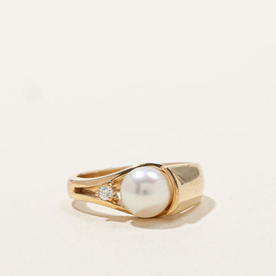 Pearl & Diamond Ring | 0.04ct | SZ 5.5 |