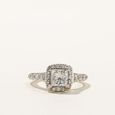 Princess Cut Diamond Halo Engagement Ring | 1.52ctw | SZ 4.5 |