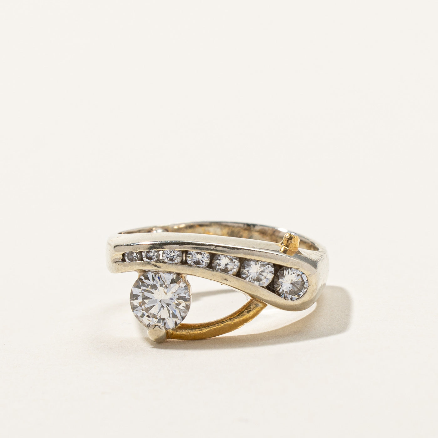 Bypass Channel Diamond Two Tone Ring | 0.76ctw | SZ 5.5 |