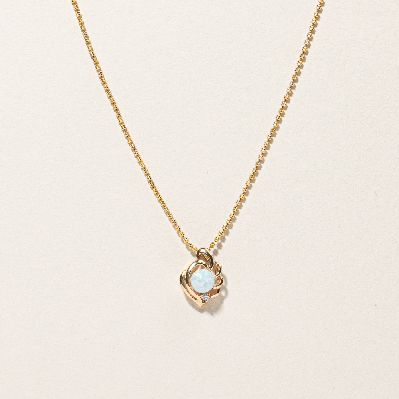 Synthetic Opal & Diamond Necklace | 1.20ct | 0.02ct | 18"|