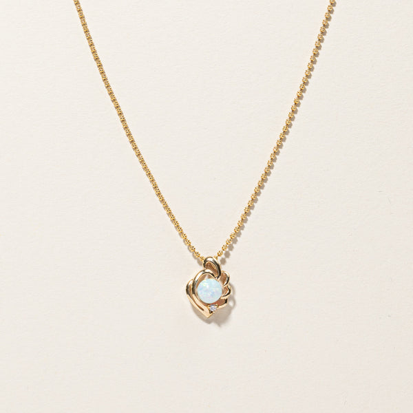 Synthetic Opal & Diamond Necklace | 1.20ct | 0.02ct | 18