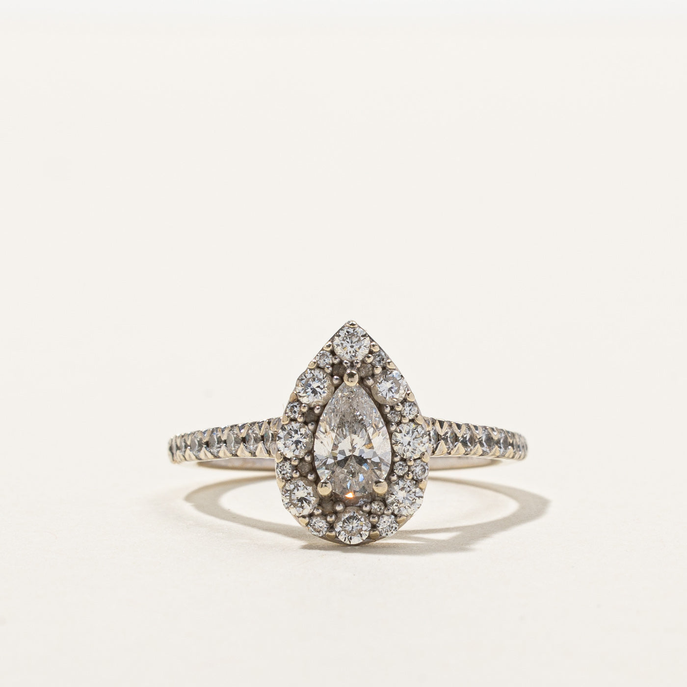 Pear Diamond Halo Engagement Ring | 1.09ctw | SZ 1.09ctw | SZ 7 |