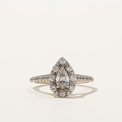 Pear Diamond Halo Engagement Ring | 1.09ctw | SZ 1.09ctw | SZ 7 |