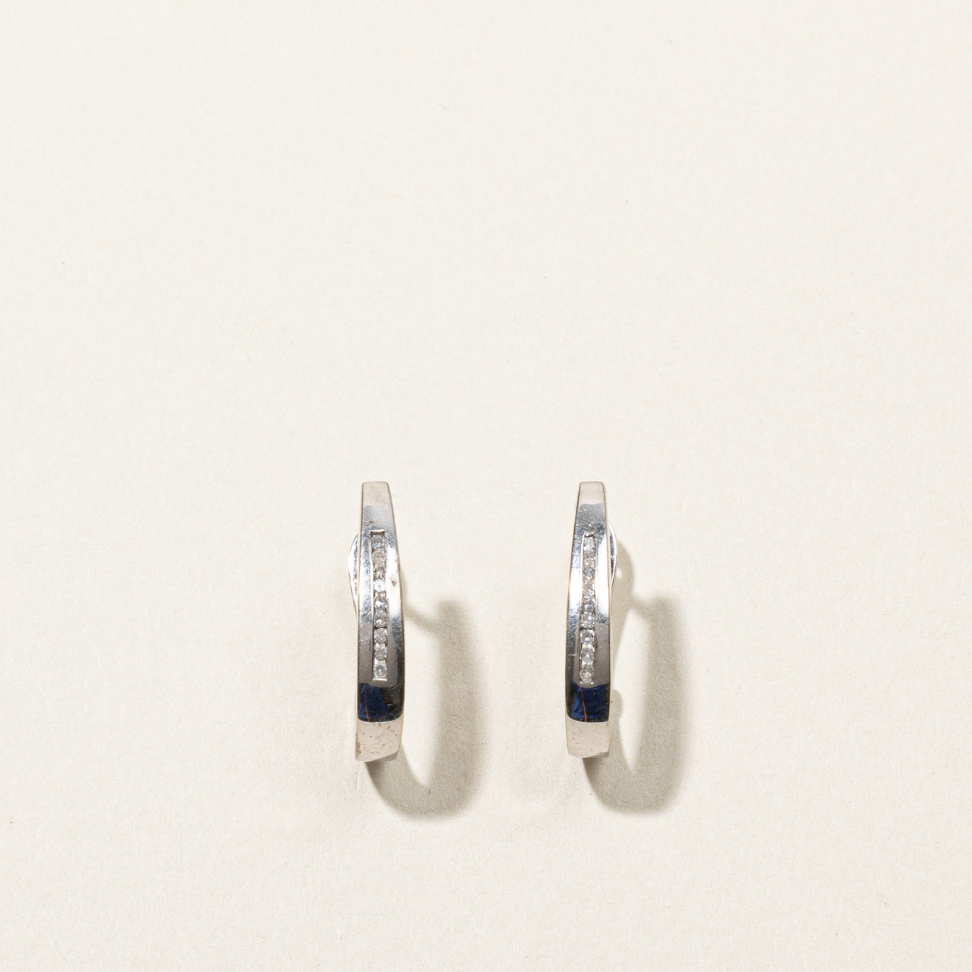 Channel Diamond Huggie Earrings | 0.06ctw |