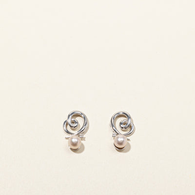 Swirl Pearl & Diamond Earrings | 0.02ctw |