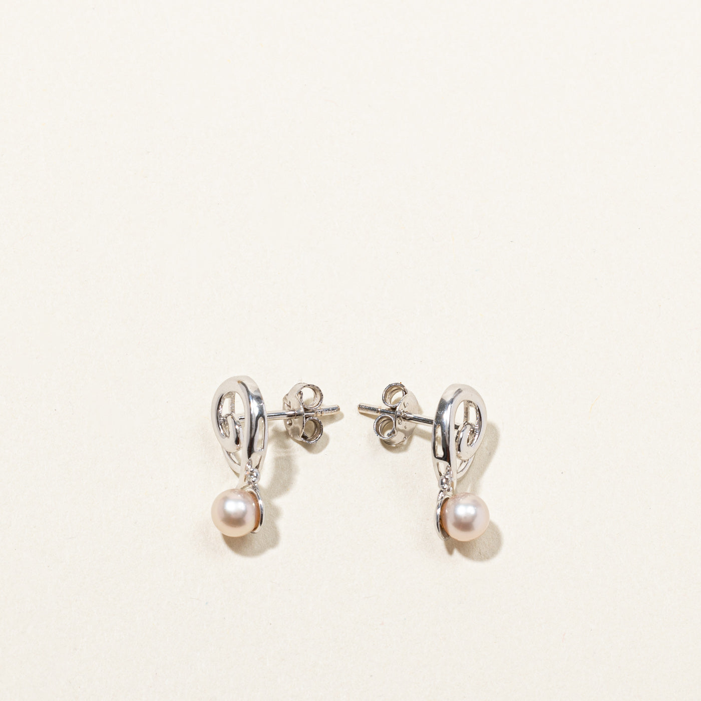Swirl Pearl & Diamond Earrings | 0.02ctw |