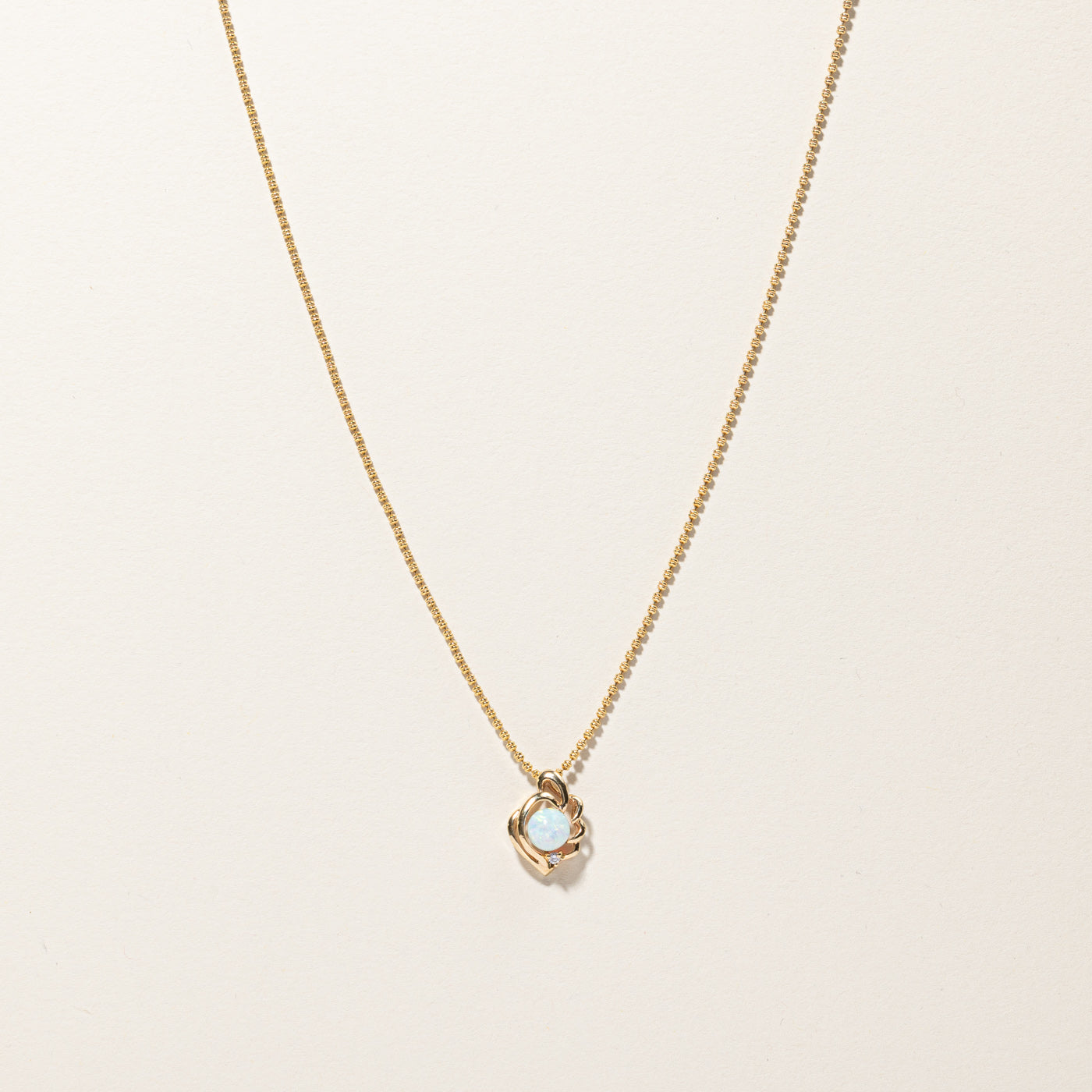 Synthetic Opal & Diamond Necklace | 1.20ct | 0.02ct | 18"|