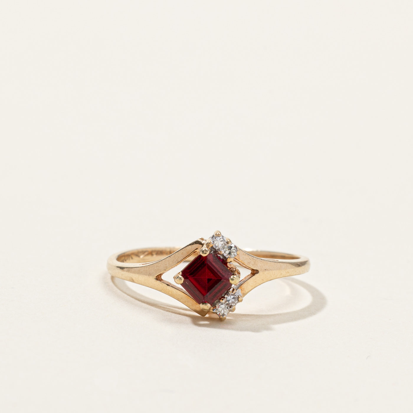Birks' Synthetic Ruby & Diamond Ring | 0.38ct | 0.04ctw | SZ 6.75 |