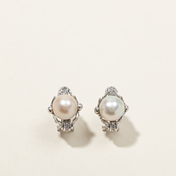 Pearl & Diamond Earrings | 0.68ctw |