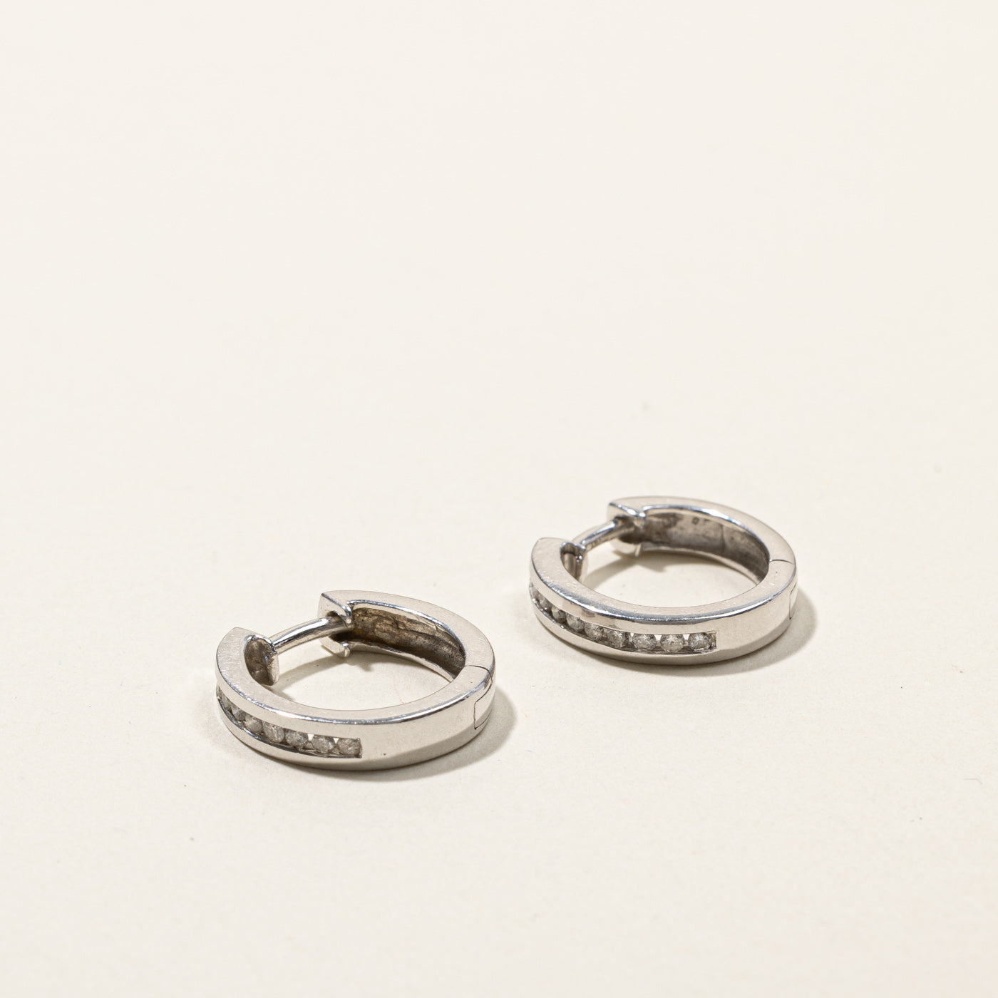 Channel Diamond Huggie Earrings | 0.10ctw |