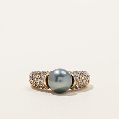 Pearl & Cluster Diamond Ring | 1.08ctw | SZ 4.5 |