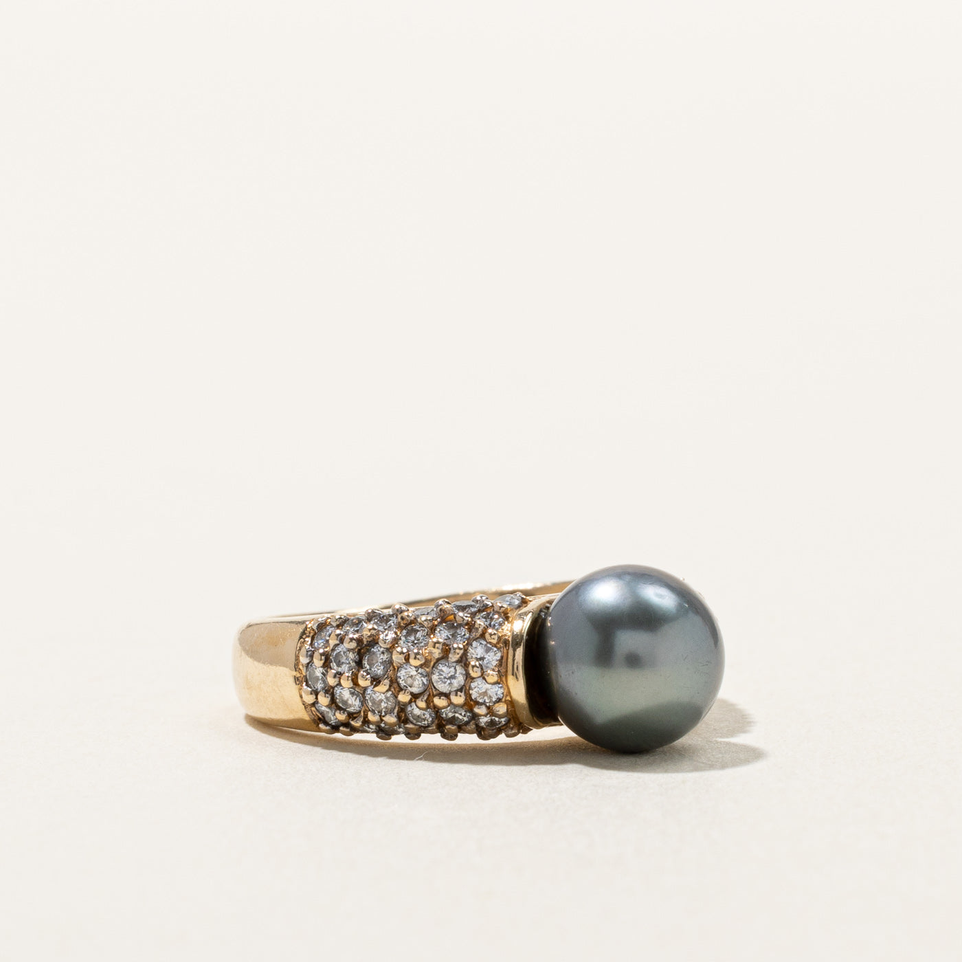 Pearl & Cluster Diamond Ring | 1.08ctw | SZ 4.5 |